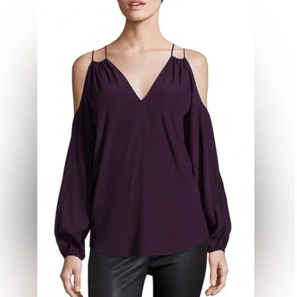 Ramy Brook Silk Purple Cold Shoulder Blouse
